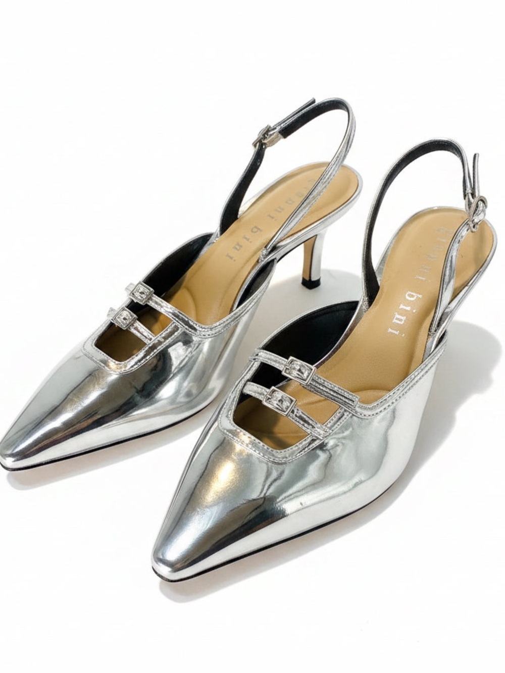 Gianni Bini Silver Slingback Heels